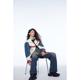 Unisex Jacket Retro Patchwork Jacket Loose PU Leather Coat